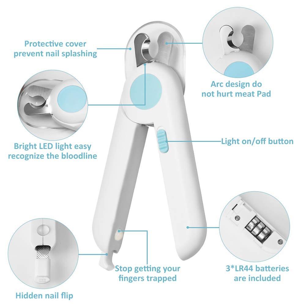 Blue Nail Clippers with LED Light - Dogs and Horses