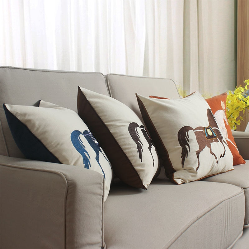 Aria Embroidered Velvet Pillow Cover Brown 18" x 18"