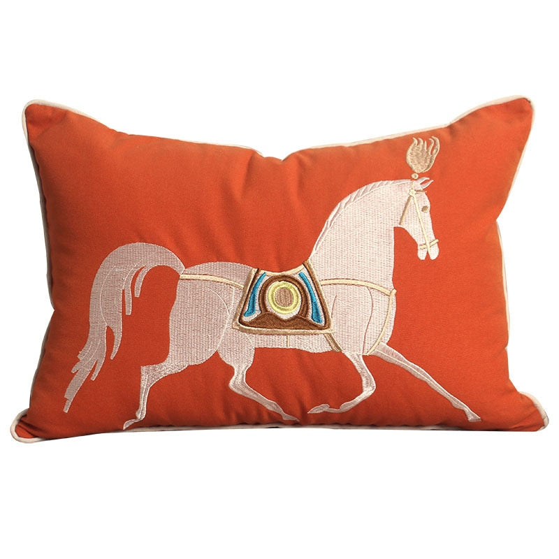 Aria Embroidered Velvet Pillow Cover Orange 14" x 20"