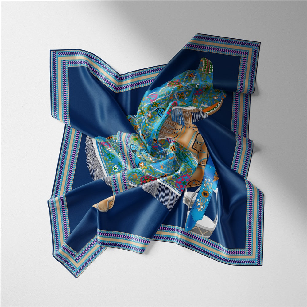 Elisabetta Navy Silk Scarf Small / 53cm