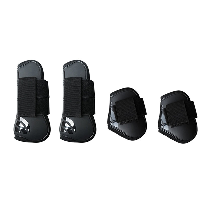 Black Hook and Loop Closure Adjustable Tendon & Fetlock Boots - Dogs and Horses