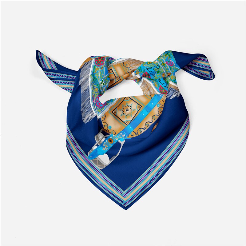Elisabetta Navy Silk Scarf Small / 53cm