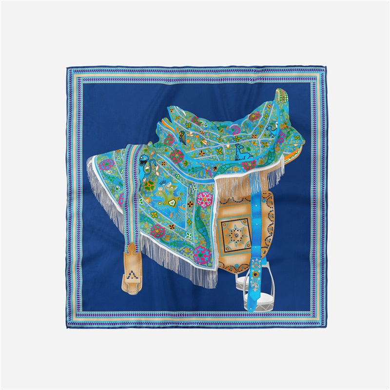 Elisabetta Navy Silk Scarf Small / 53cm