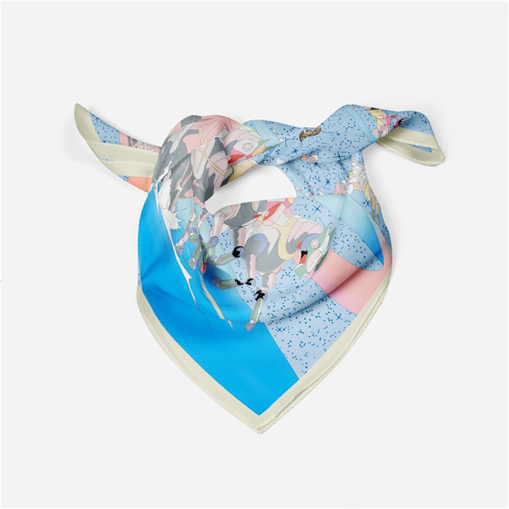 Alma Blue Silk Scarf / 53cm