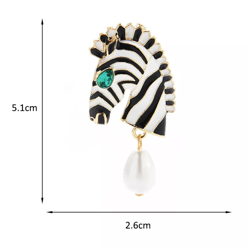 Zebra Head Brooch (White)