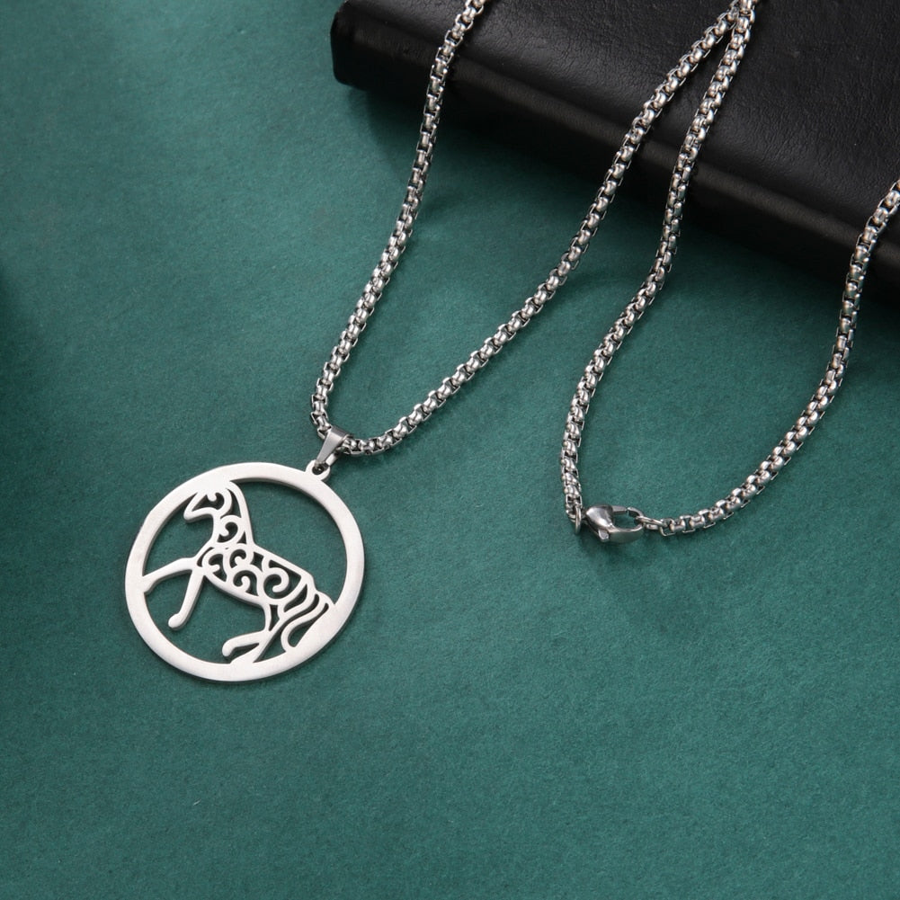 Horse Circle Pendant Necklace (Gold, Silver) - Dogs and Horses