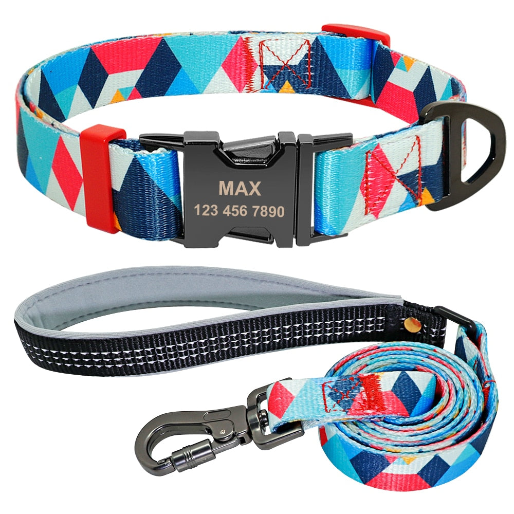 Picasso Blue Personalized Collar & Leash Set - Dogs and Horses