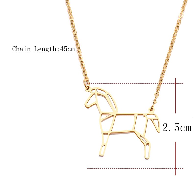Geometric Horse Necklace (Silver, Gold) - Dogs and Horses