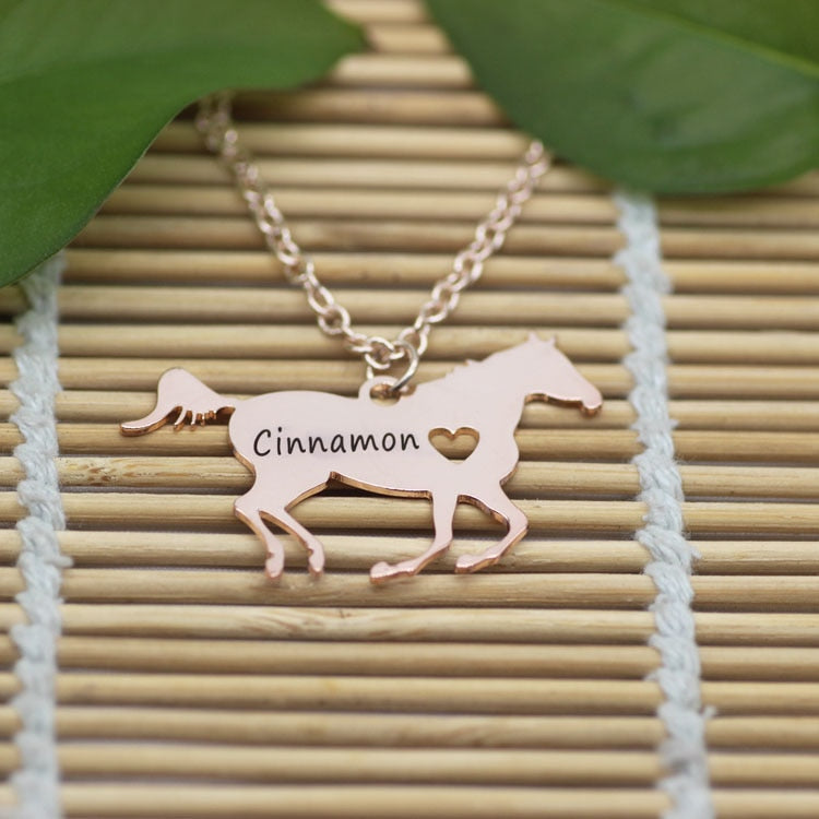 Personalized Engraved Horse Name Necklace (Silver, Gold, Rose Gold) - Dogs and Horses