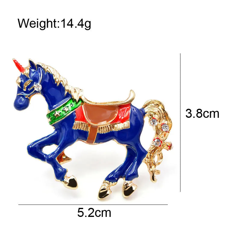 Enamel Unicorn Brooch (Blue)