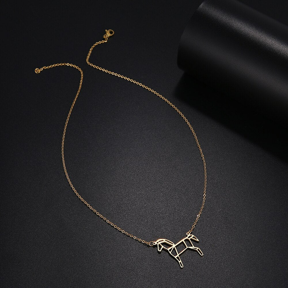 Geometric Horse Necklace (Silver, Gold) - Dogs and Horses