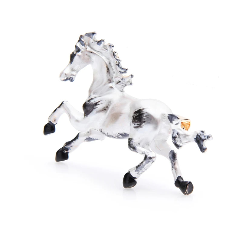 Enamel Horse Brooch (Black & White)