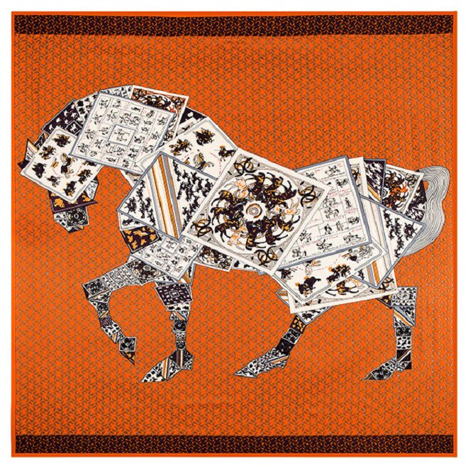 Zeta Orange Silk Scarf