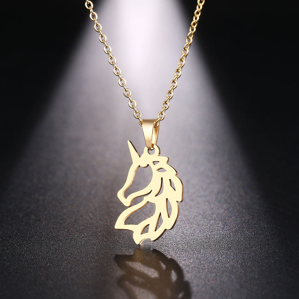 Horse Mane Pendant Necklace (Silver, Gold) - Dogs and Horses