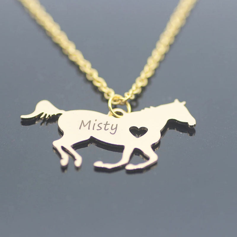 Personalized Engraved Horse Name Necklace (Silver, Gold, Rose Gold) - Dogs and Horses