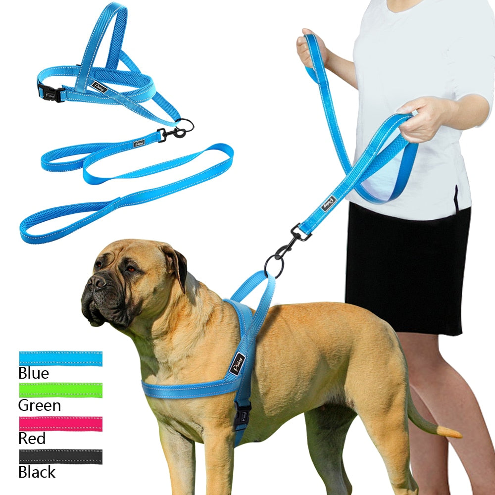 Black No Pull Reflective Harness & Leash Set - Dogs and Horses