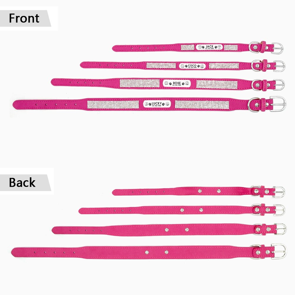 Pink Personalized Suede Collar - Dogs and Horses