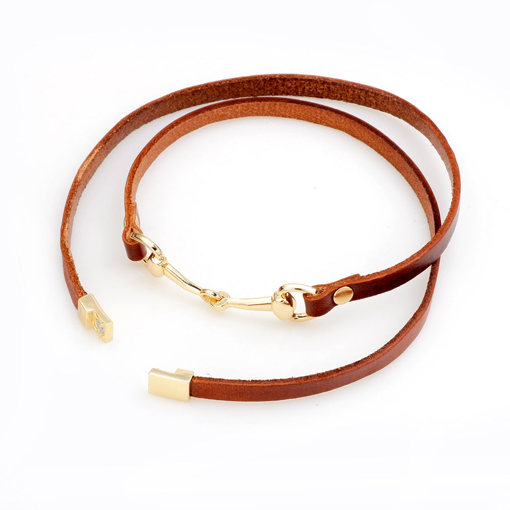 Leather Wrap Snaffle Bit Bracelet