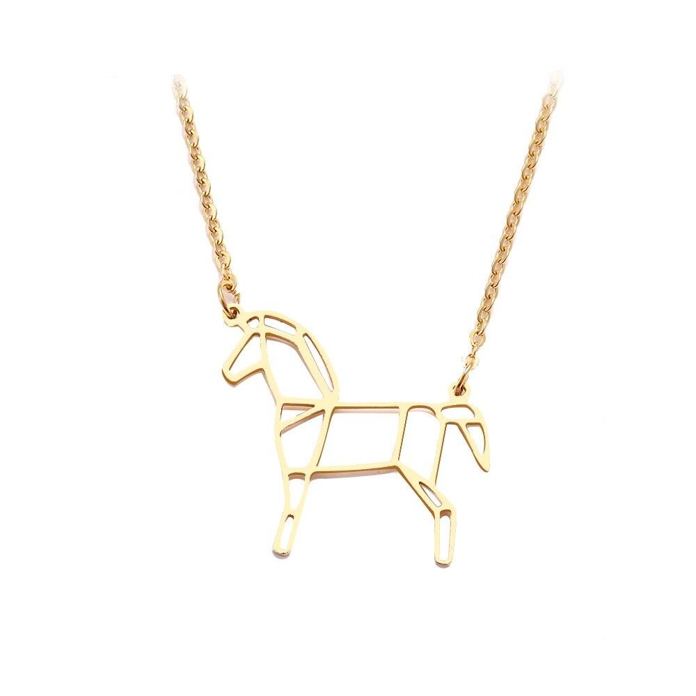 Geometric Horse Necklace (Silver, Gold) - Dogs and Horses