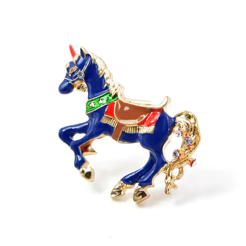 Enamel Unicorn Brooch (Blue)