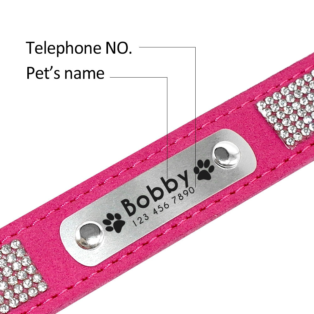 Pink Personalized Suede Collar - Dogs and Horses