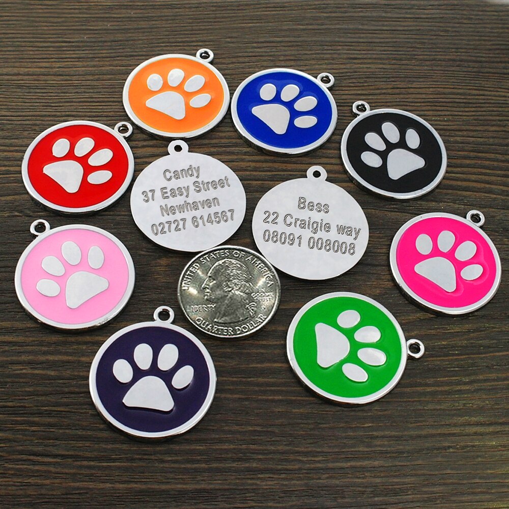 Round Paw Personalized ID Tags - Dogs and Horses