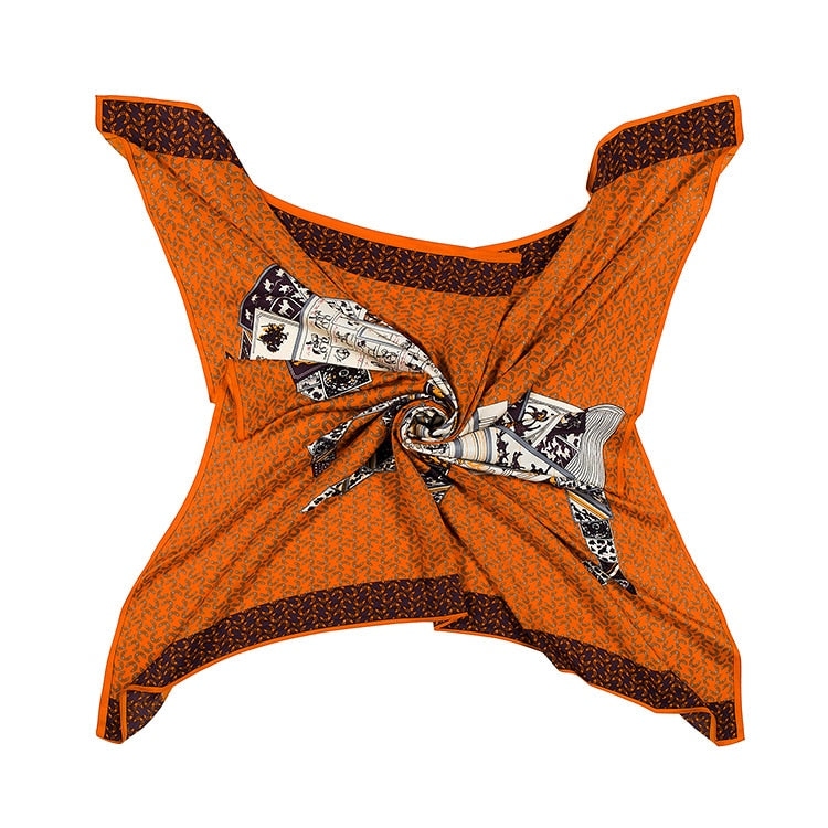 Zeta Orange Silk Scarf