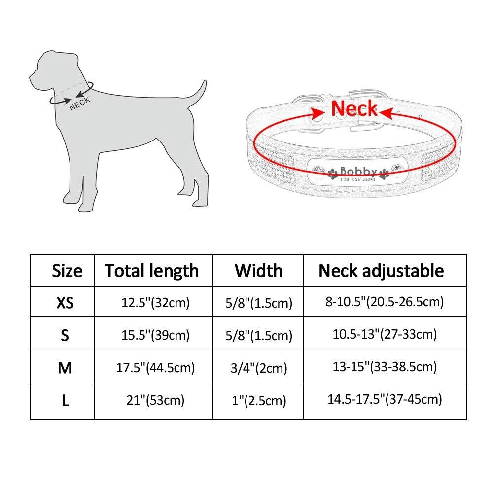 Black Personalized Suede Collar - Dogs and Horses