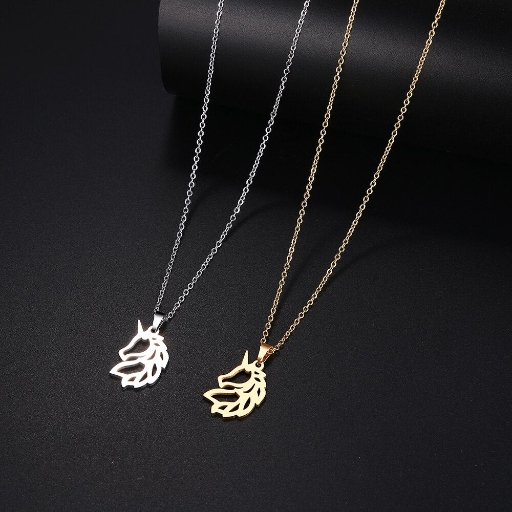 Horse Mane Pendant Necklace (Silver, Gold) - Dogs and Horses