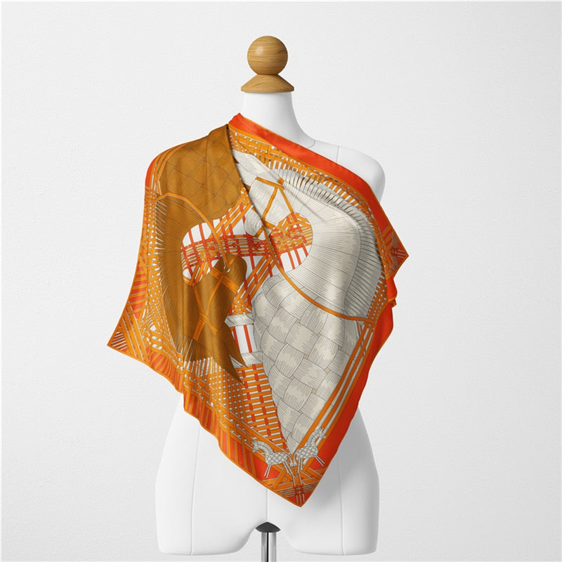 Sarita Brown Silk Scarf / 53cm