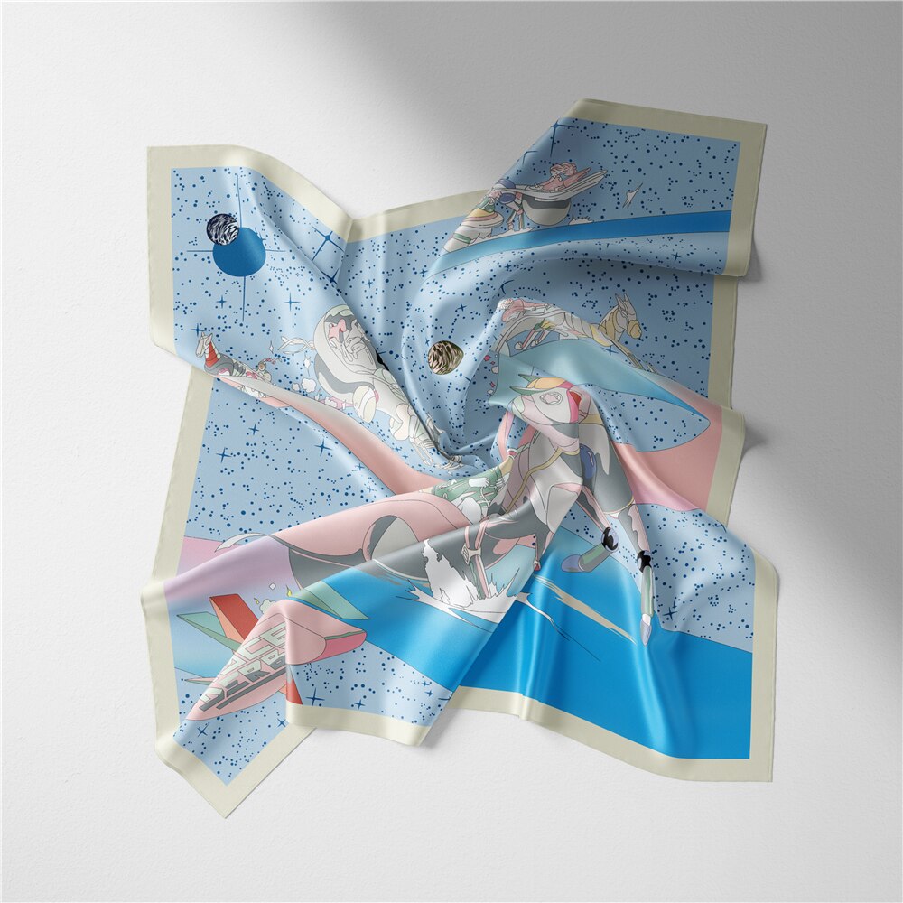 Alma Blue Silk Scarf / 53cm