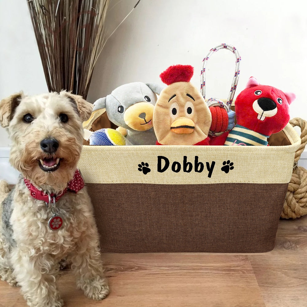 Personalized Dog Toy Basket - Dogs and Horses