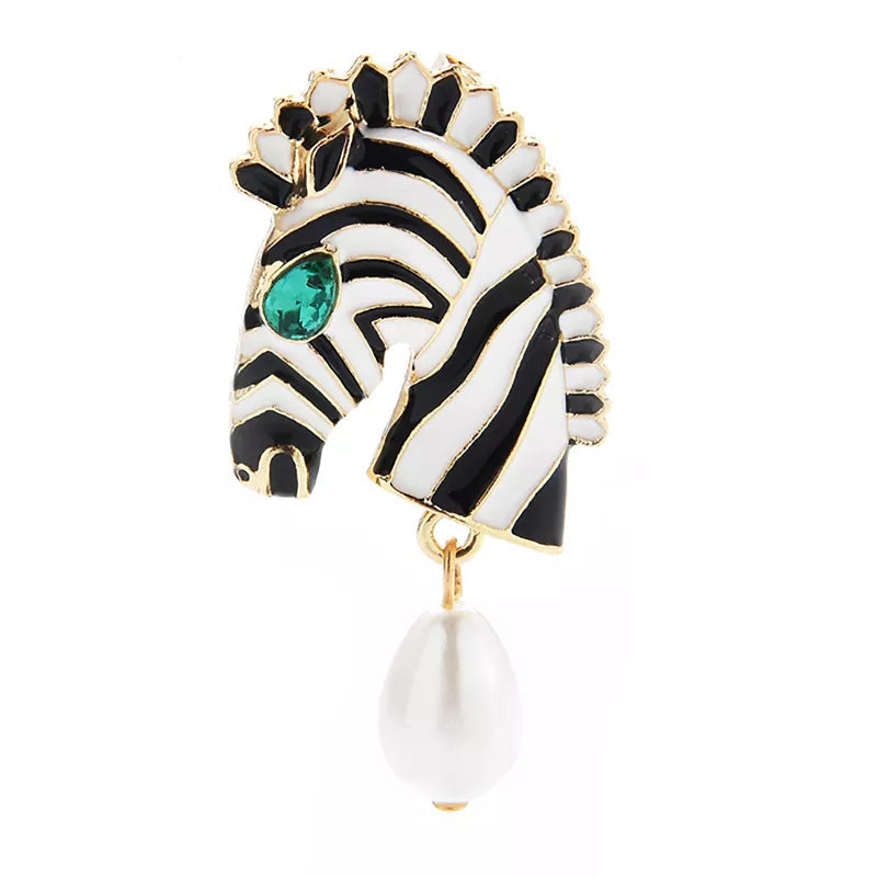 Zebra Head Brooch (White)