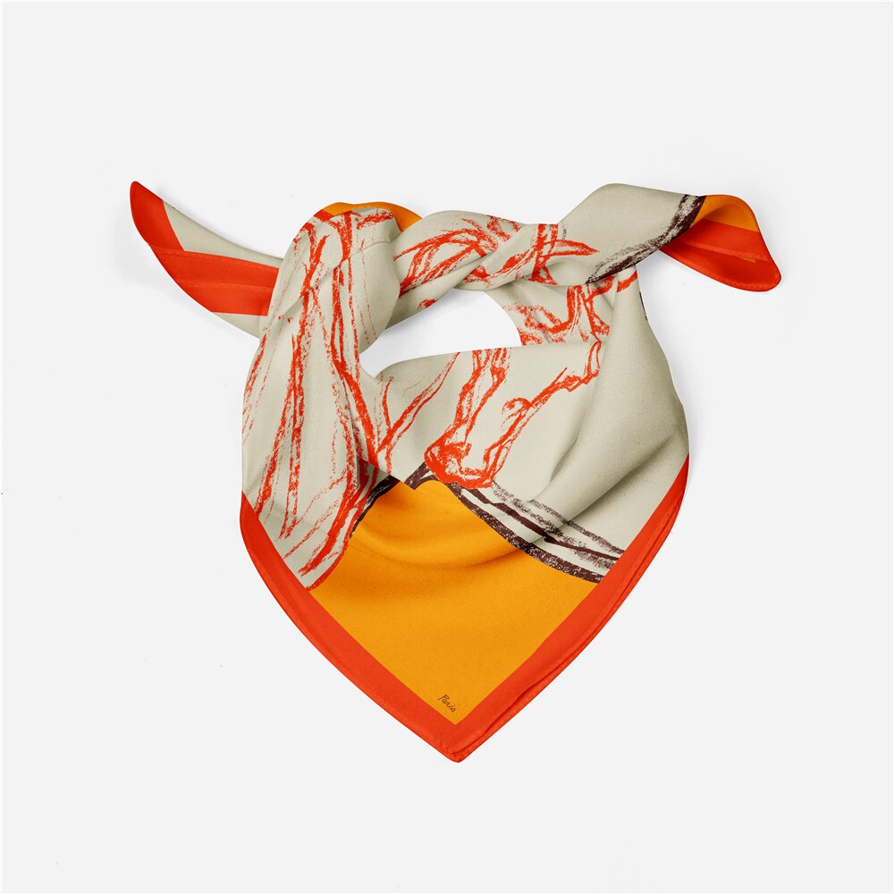 Terina Orange Silk Scarf / 53cm