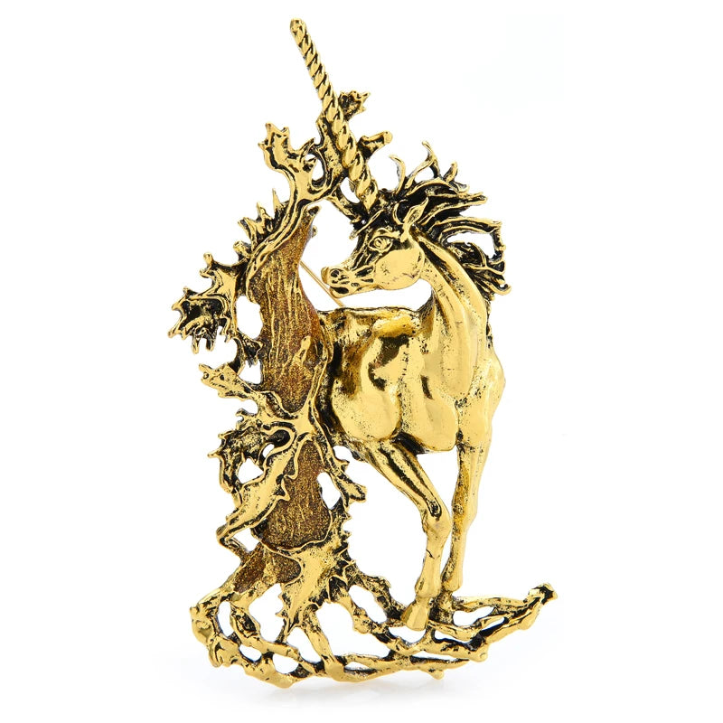 Vintage Unicorn Brooch (Gold)