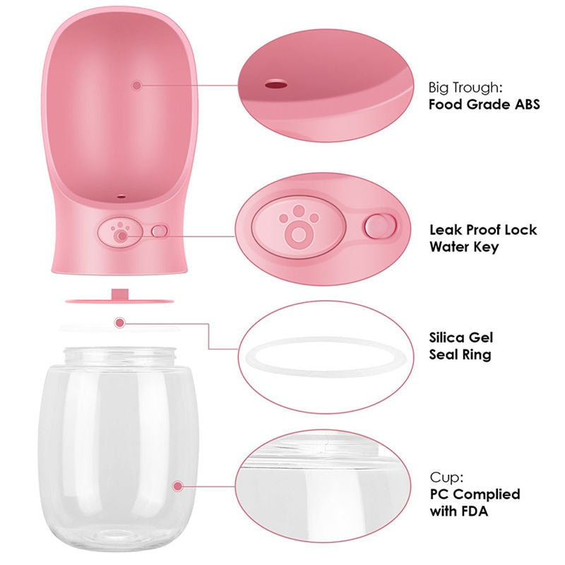 White Portable Water Bottle - Dogs and Horses