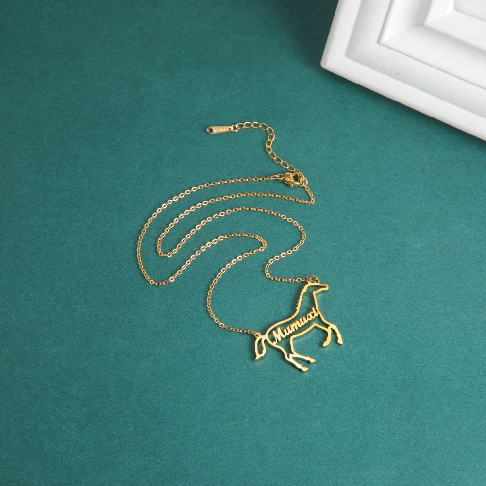 Personalized Horse Name Pendant Necklace (Silver, Gold, Rose Gold) - Dogs and Horses