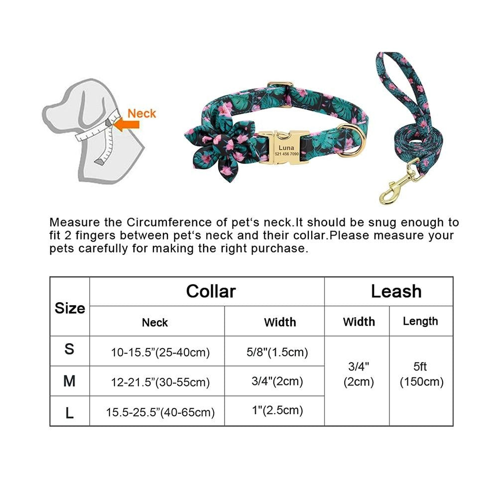 Floresta Green Collar with Custom Engraving - Dogs and Horses