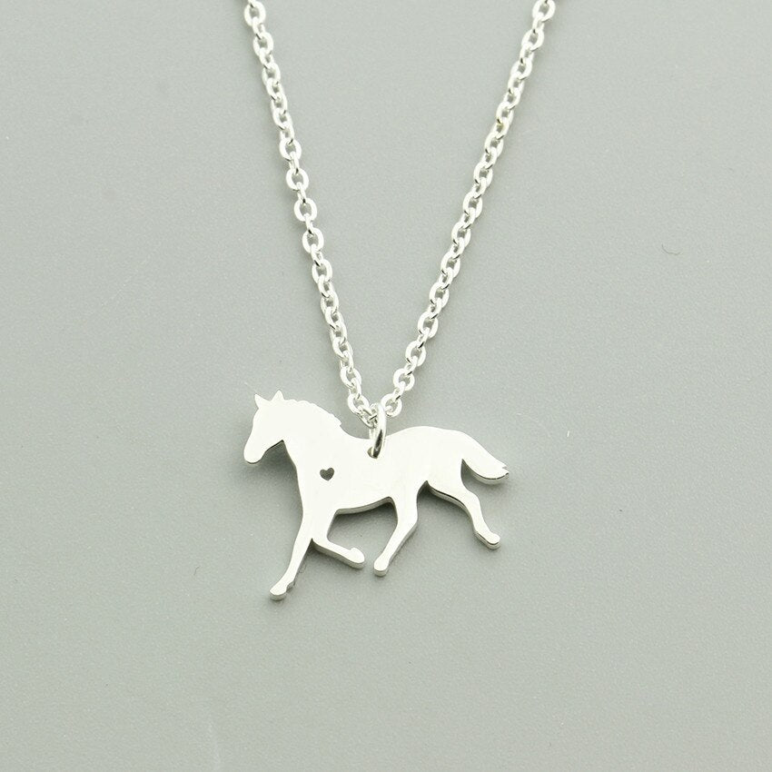 Running Horse Necklace (Silver, Gold ) - Dogs and Horses