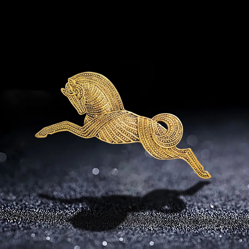 Vintage Running Horse Brooch (Gold)
