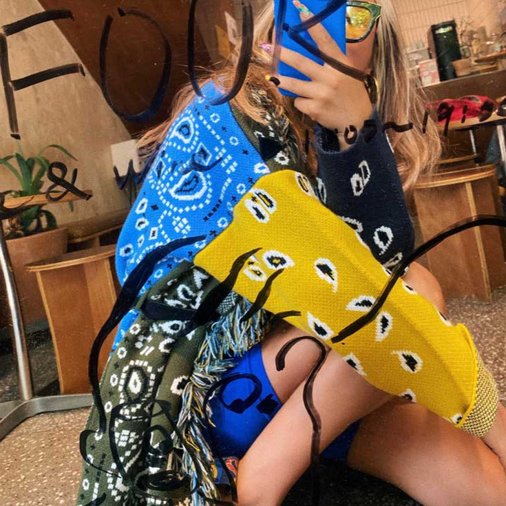Blue Leotie Oversized Cardigan Jacket