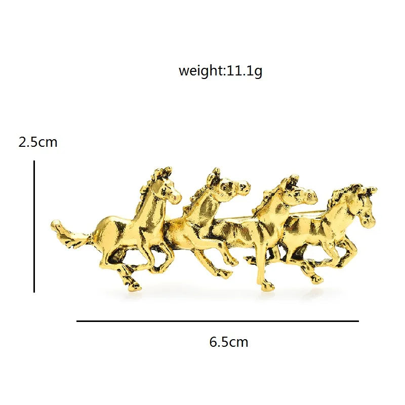Running Horses Brooch (Silver)