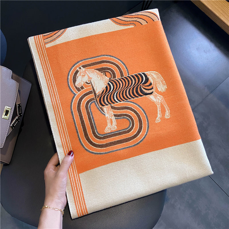 Orange Nadege Luxurious Pashmina Scarf Shawl Wrap
