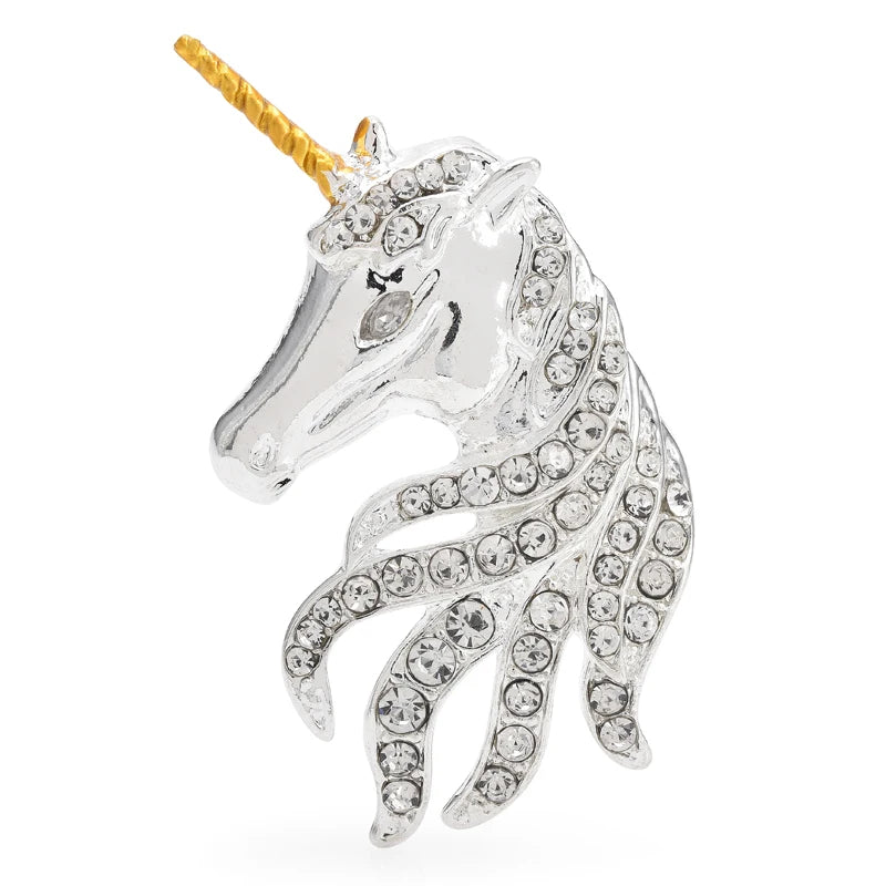 Crystal Unicorn Head Brooch