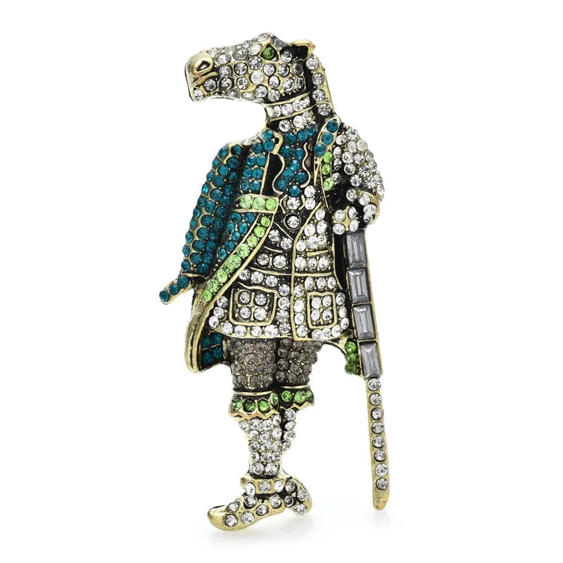 Crystal Brave Spirit Half Horse and Half-Human Brooch (Green)