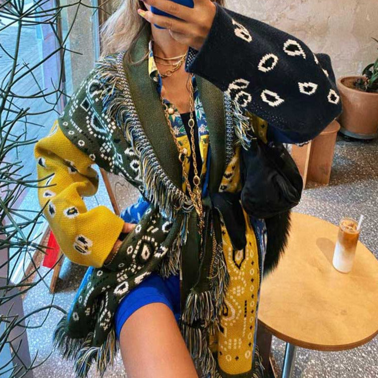 Blue Leotie Oversized Cardigan Jacket