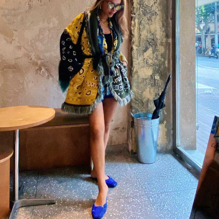 Blue Leotie Oversized Cardigan Jacket