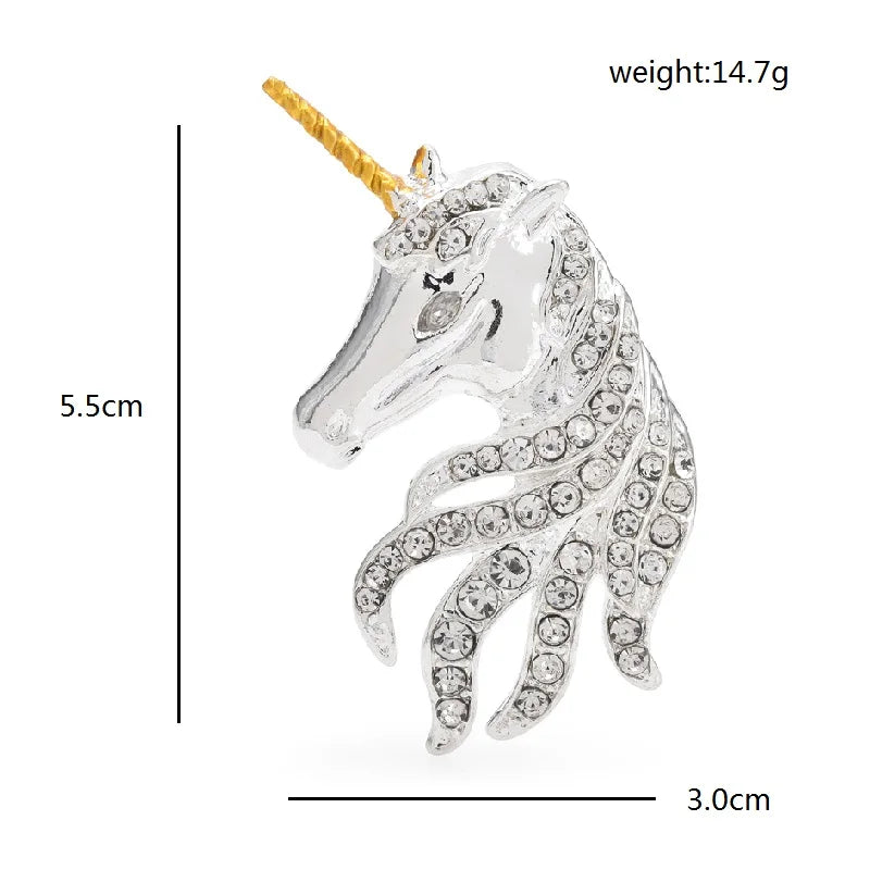 Crystal Unicorn Head Brooch