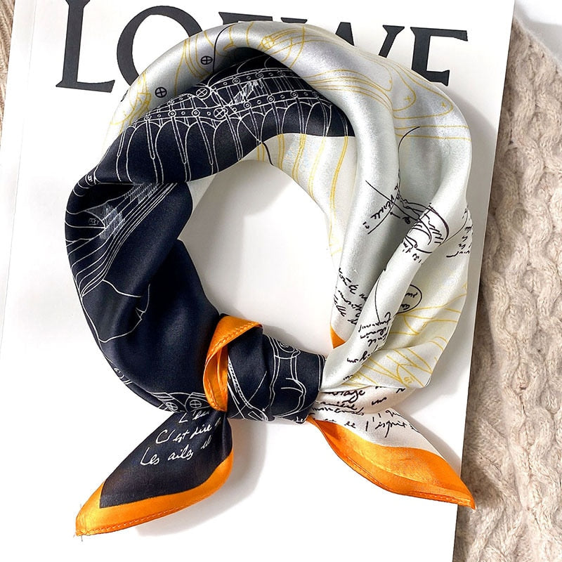 Amalia Black & Orange Silk Scarf