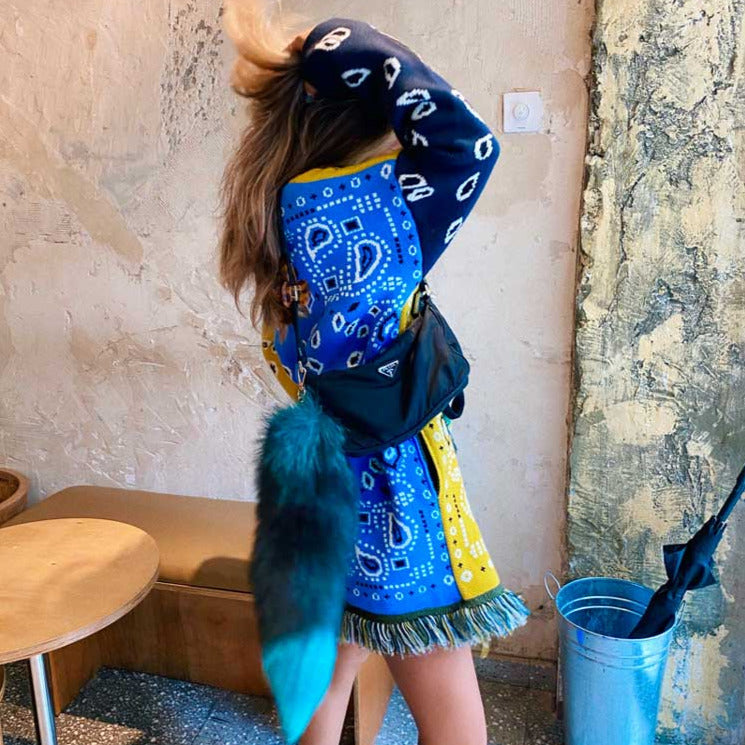 Blue Leotie Oversized Cardigan Jacket